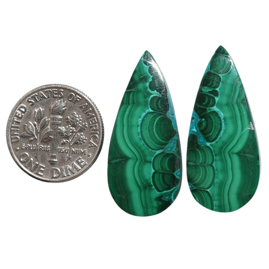 Azurite Malachite Pair 13.3x29.65x4 mm Pear Shape Polished Gemstone LS63-07712