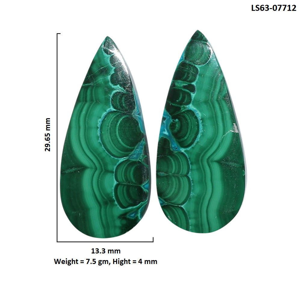 Azurite Malachite Pair 13.3x29.65x4 mm Pear Shape Polished Gemstone LS63-07712