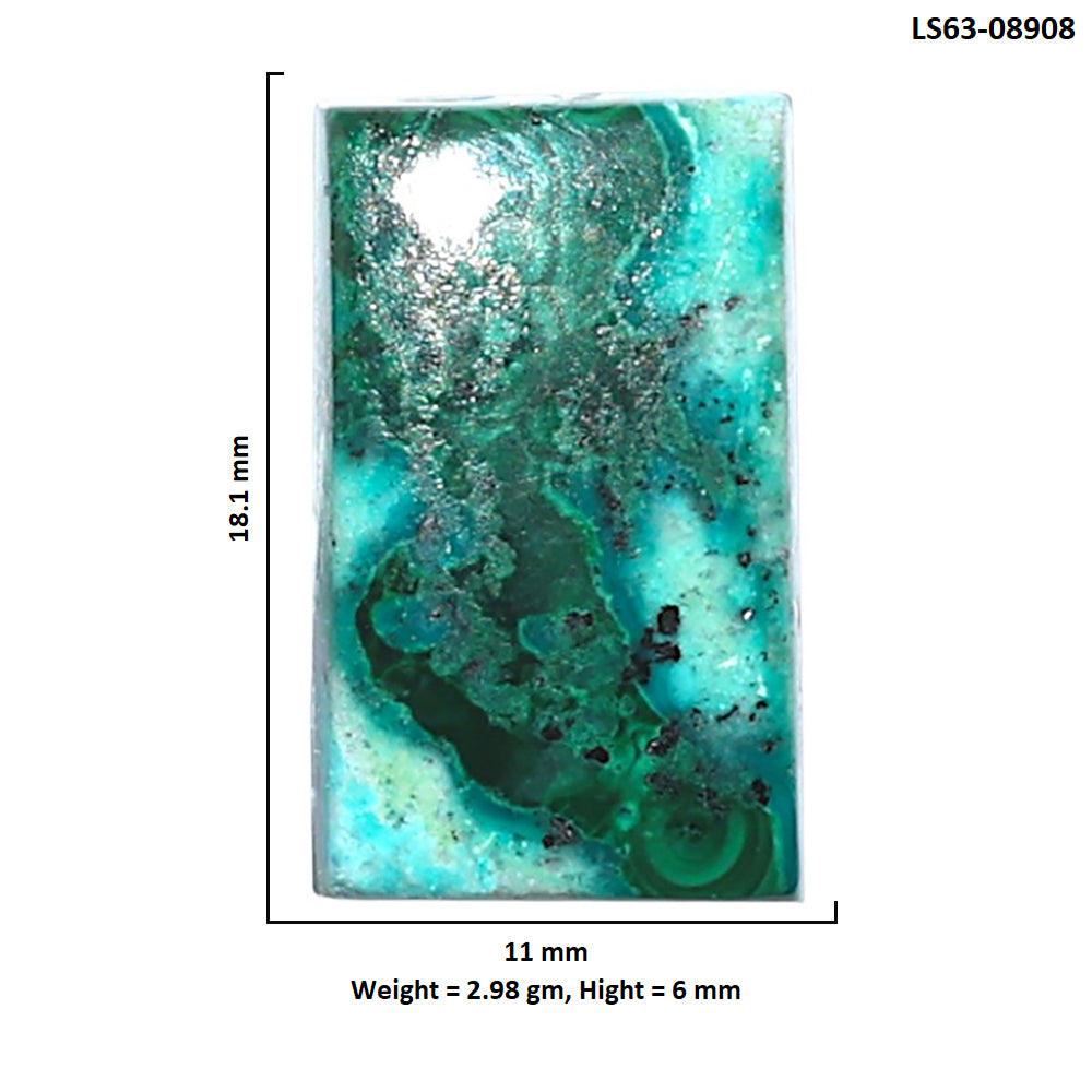 Azurite Malachite 11x18.1x6 mm Baguette Shape Polished Gemstone LS63-08908