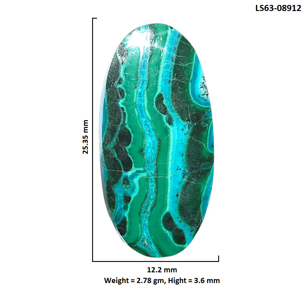 Azurite Malachite 12.2x25.35x3.6 mm Oval Shape Polished Gemstone LS63-08912