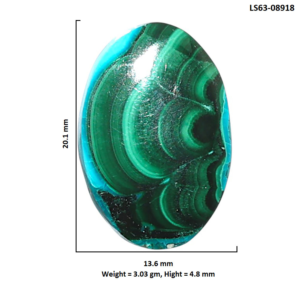 Azurite Malachite 13.6x20.1x4.8 mm Oval Shape Polished Gemstone LS63-08918