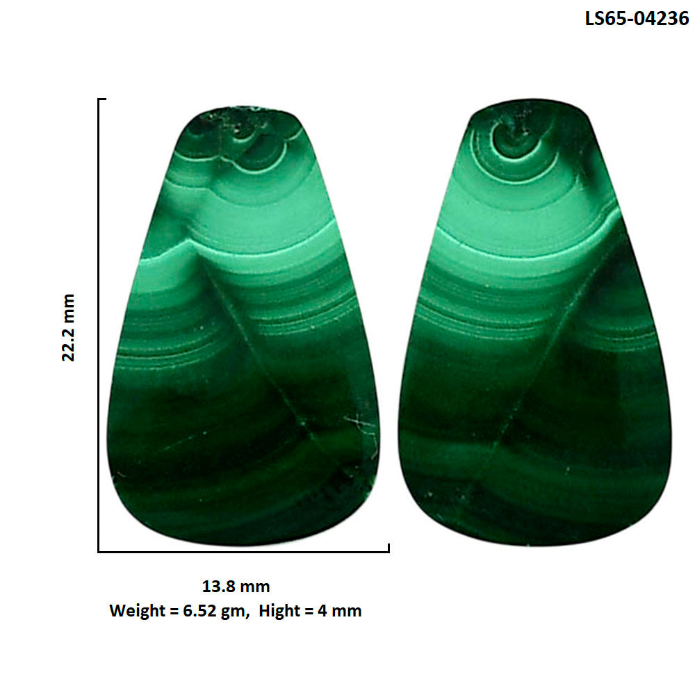 Malachite Eye Pair 13.8x22.2x4 mm Fancy Shape Polished Gemstone LS65-04236