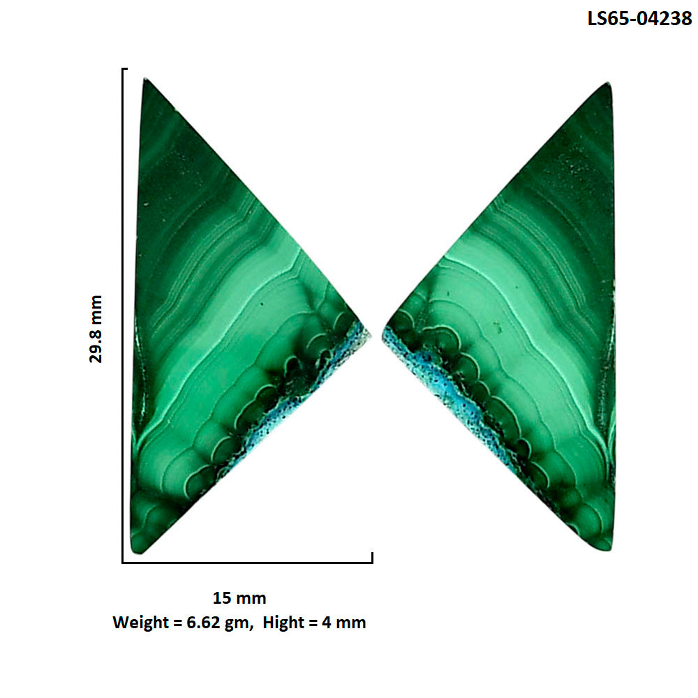 Malachite Eye Pair 15x29.8x4 mm Fancy Shape Polished Gemstone LS65-04238