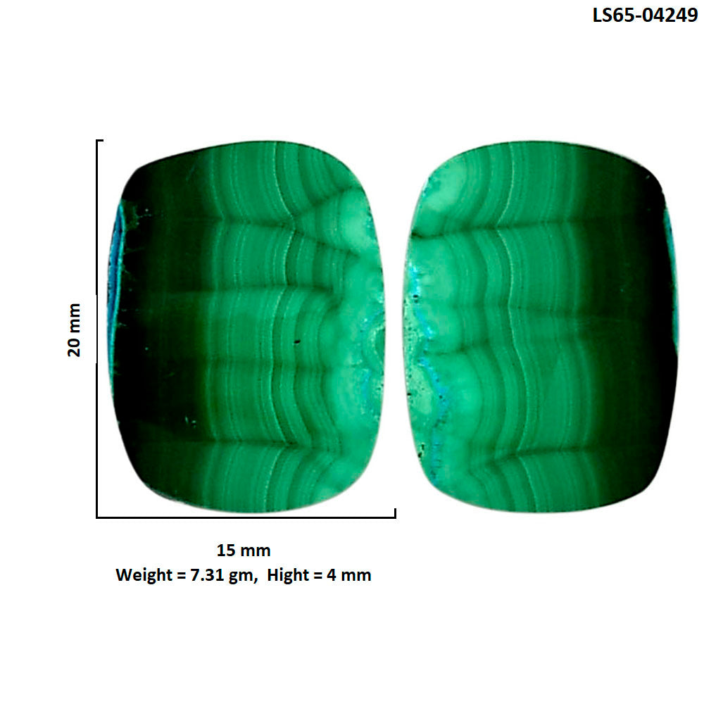 Malachite Eye Pair 15x20x4 mm Cushion Shape Polished Gemstone LS65-04249