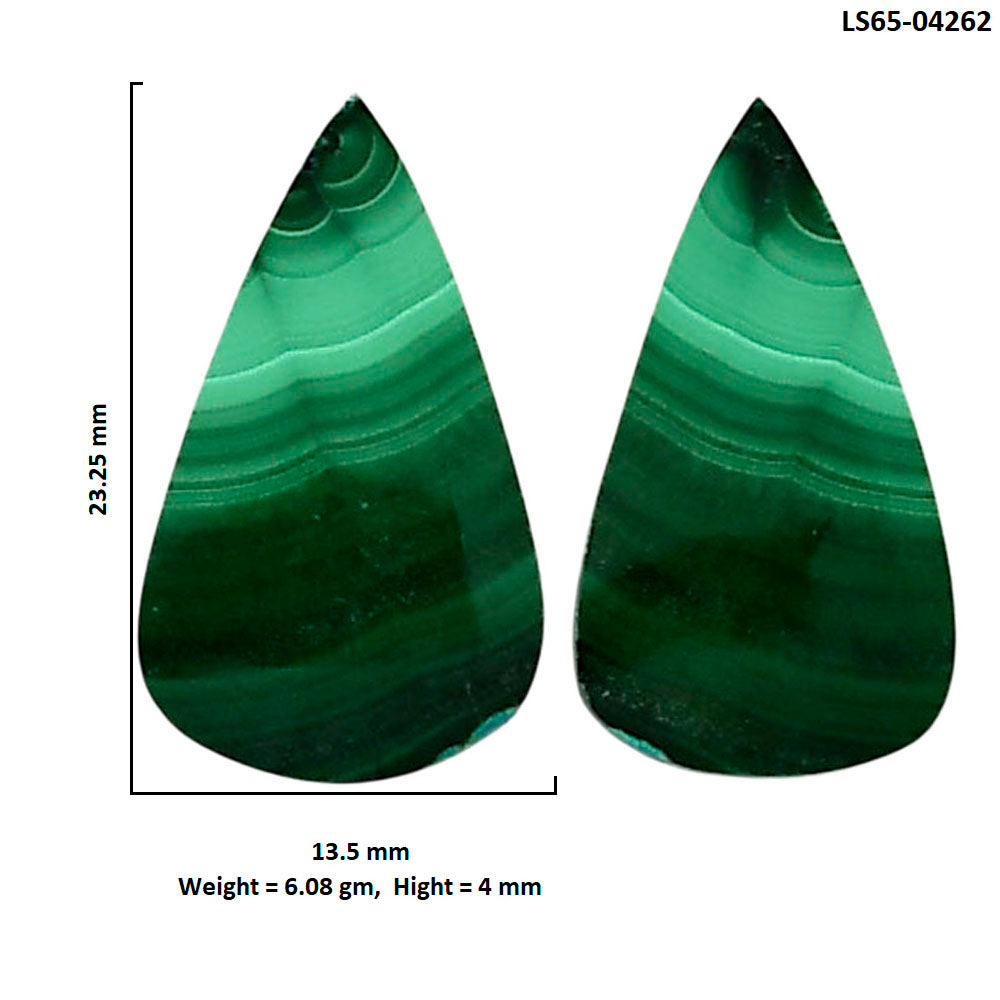 Malachite Eye Pair 13.5x23.25x4 mm Pear Shape Polished Gemstone LS65-04262