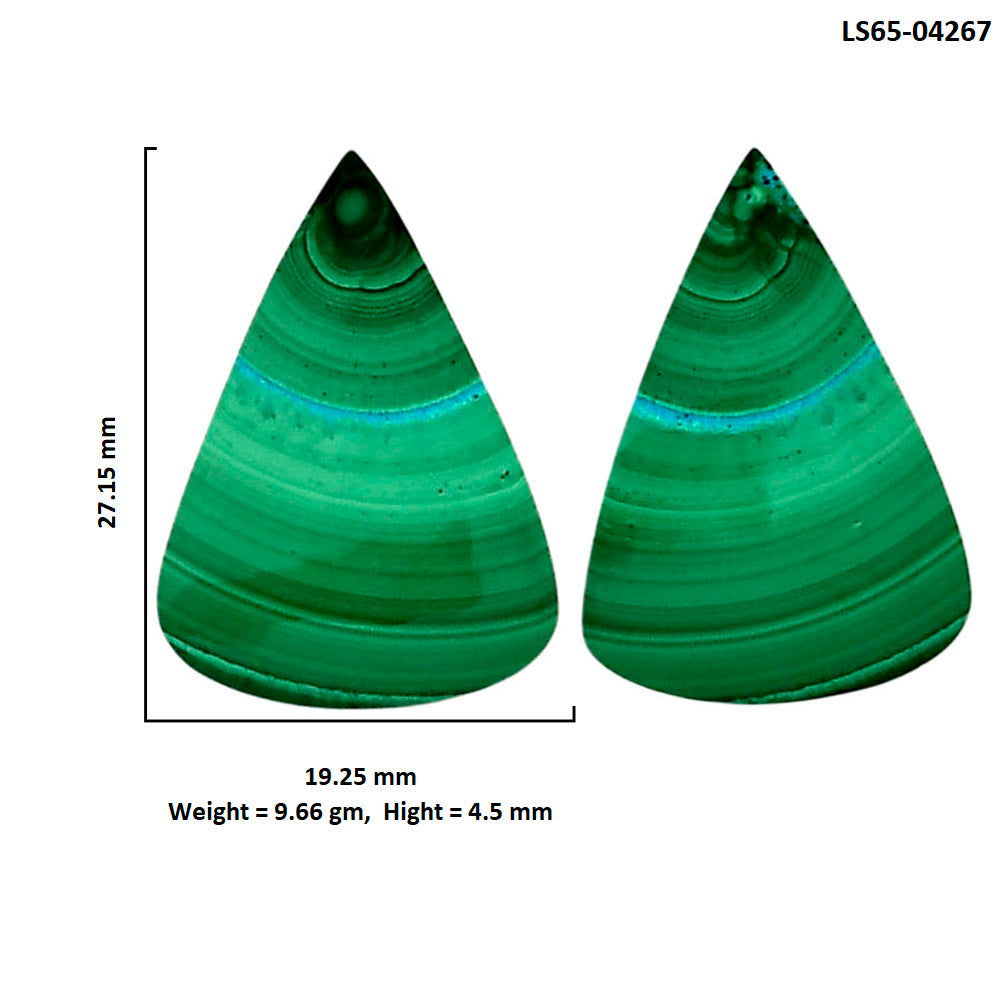 Malachite Eye Pair 19.25x27.15x4.5 mm Pear Shape Polished Gemstone LS65-04267
