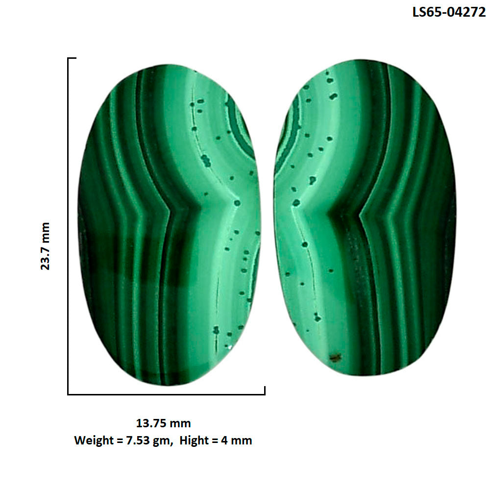 Malachite Eye Pair 13.75x23.7x4 mm Oval Shape Polished Gemstone LS65-04272