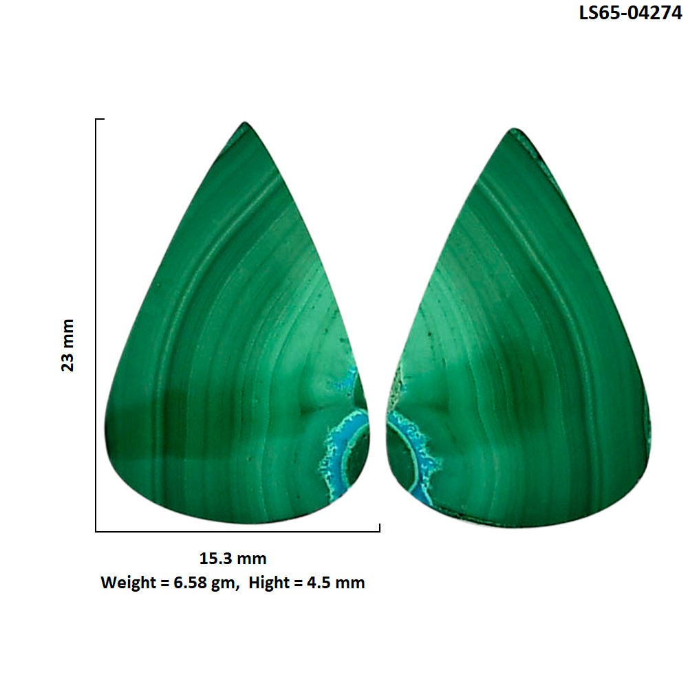 Malachite Eye Pair 15.3x23x4.5 mm Pear Shape Polished Gemstone LS65-04274