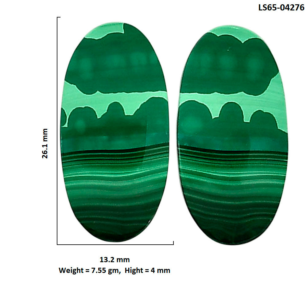 Malachite Eye Pair 13.2x26.1x4 mm Oval Shape Polished Gemstone LS65-04276
