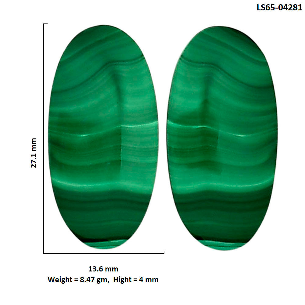 Malachite Eye Pair 13.6x27.1x4 mm Oval Shape Polished Gemstone LS65-04281