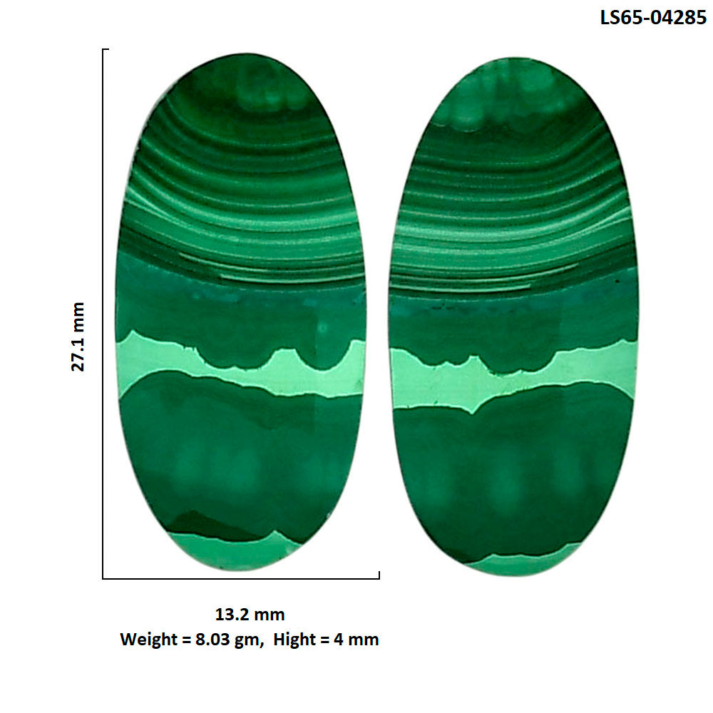 Malachite Eye Pair 13.2x27.1x4 mm Oval Shape Polished Gemstone LS65-04285