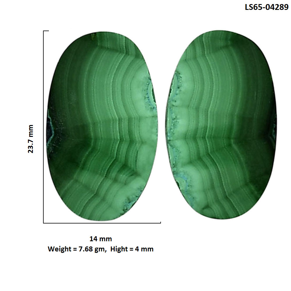 Malachite Eye Pair 14x23.7x4 mm Oval Shape Polished Gemstone LS65-04289