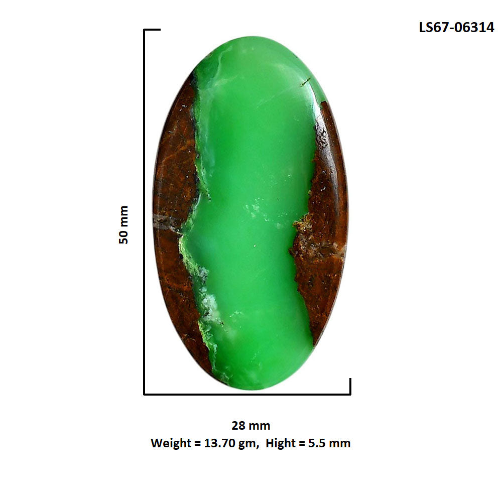 Boulder Chrysoprase 28x50x5.5 mm Oval Shape Polished Gemstone LS67-06314
