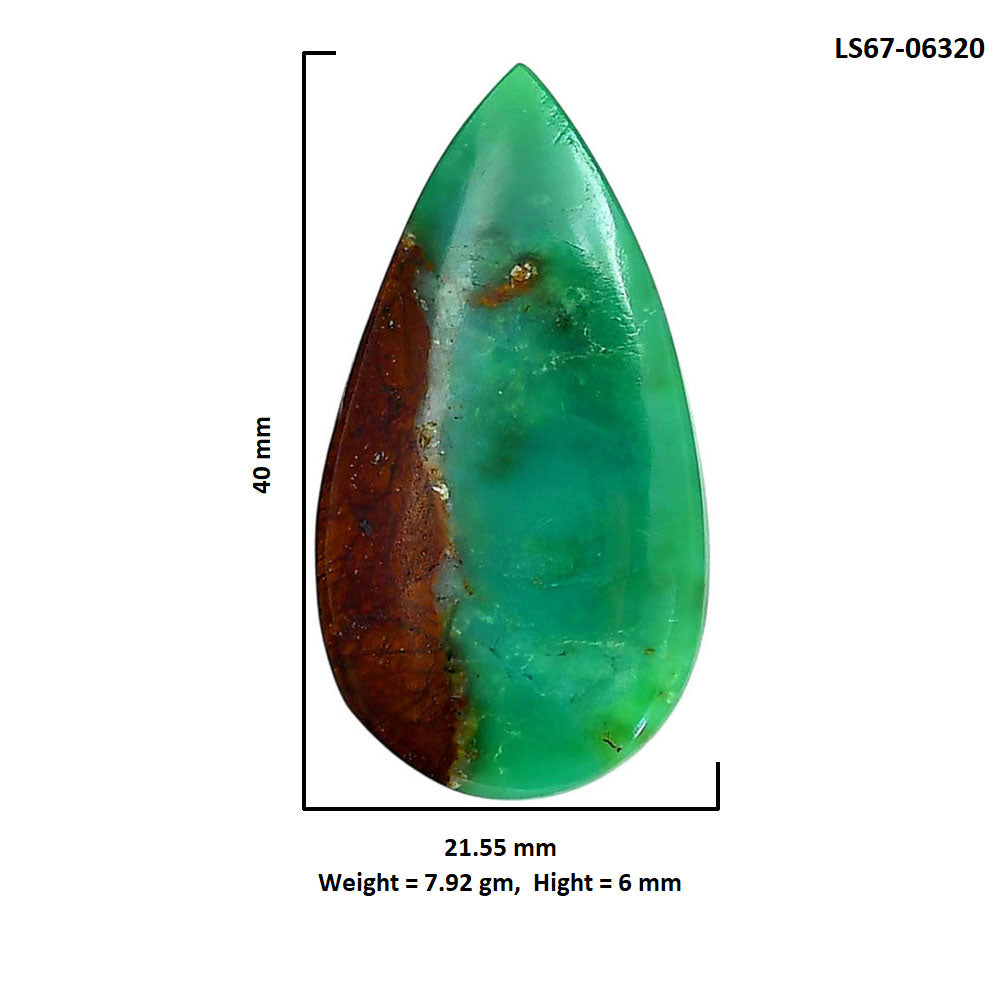 Boulder Chrysoprase 21.55x40x6 mm Pear Shape Polished Gemstone LS67-06320