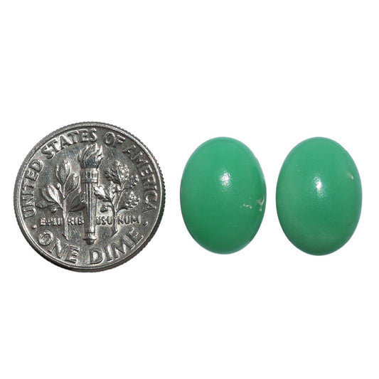 Chrysoprase Pair 10.2x14x5 mm Oval Shape Polished Gemstone LS67-07321