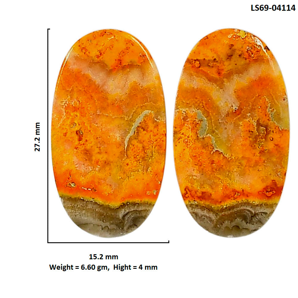 Indonesian Bumble Bee Pair 15.2x27.2x4 mm Oval Shape Polished Gemstone LS69-04114