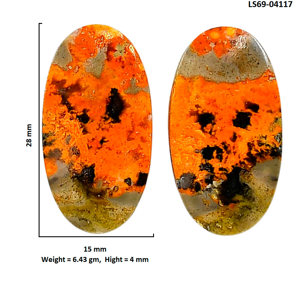 Indonesian Bumble Bee Pair 15x28x4 mm Oval Shape Polished Gemstone LS69-04117