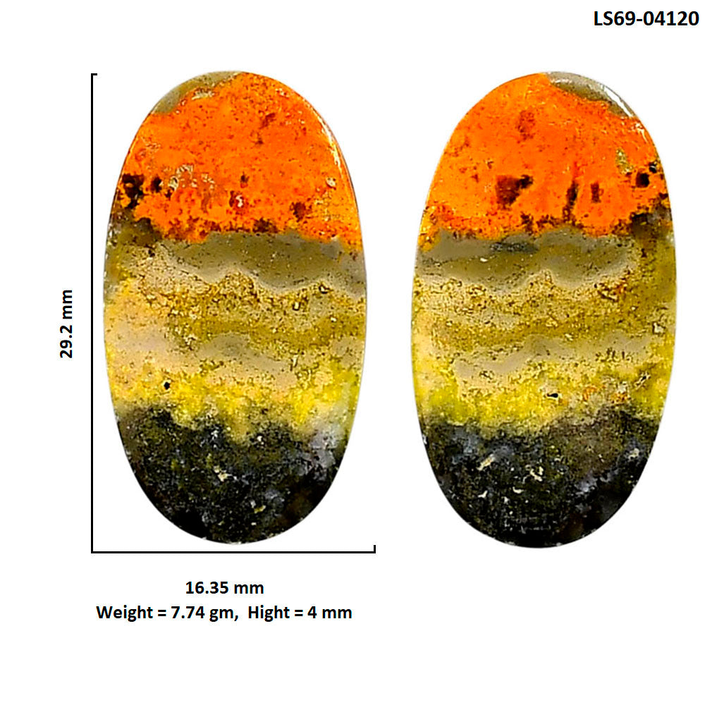 Indonesian Bumble Bee Pair 16.35x29.2x4 mm Oval Shape Polished Gemstone LS69-04120