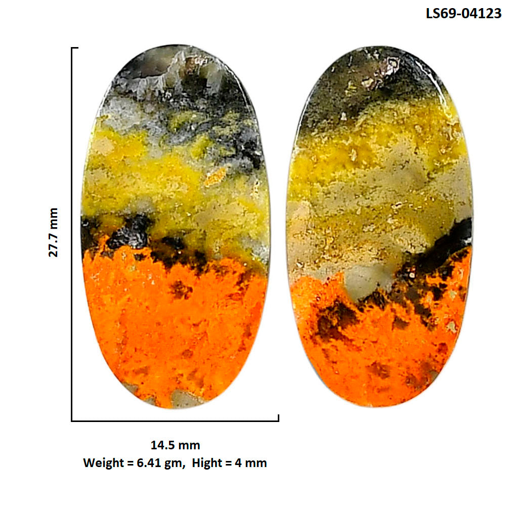 Indonesian Bumble Bee Pair 14.5x27.7x4 mm Oval Shape Polished Gemstone LS69-04123