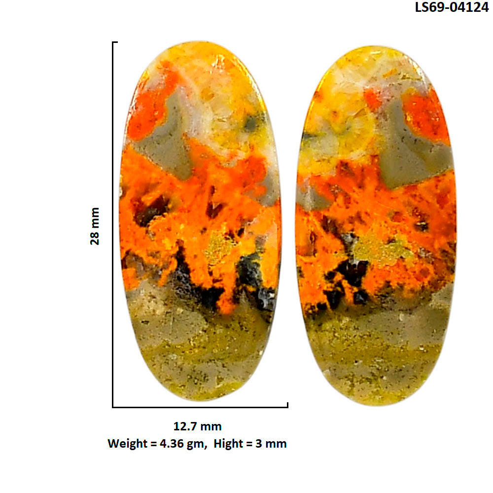 Indonesian Bumble Bee Pair 12.7x28x3 mm Oval Shape Polished Gemstone LS69-04124