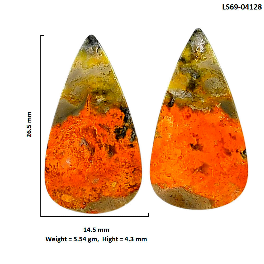 Indonesian Bumble Bee Pair 14.5x26.5x4.3 mm Pear Shape Polished Gemstone LS69-04128