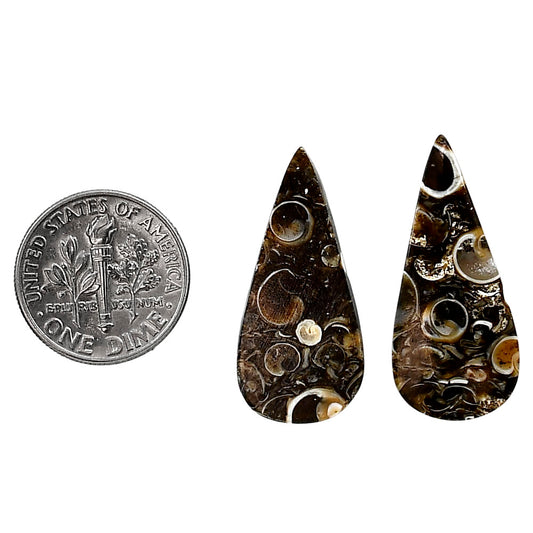 Turtella Jasper Pair 13x28.5x4.5 mm Pear Shape Polished Gemstone LS70-04138