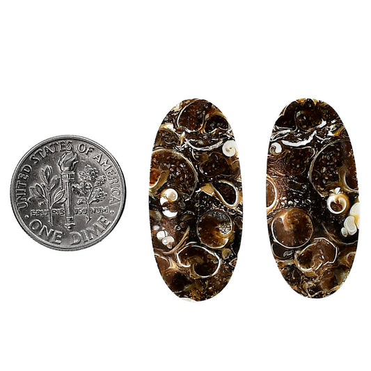Turtella Jasper Pair 14.4x30.7x5 mm Oval Shape Polished Gemstone LS70-04139