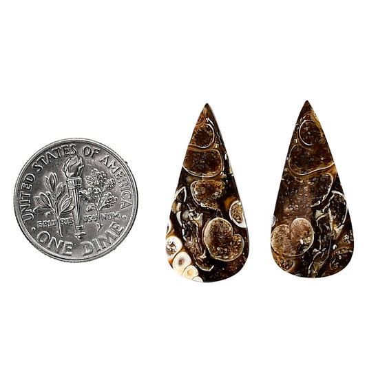 Turtella Jasper Pair 12x25.4x4.5 mm Pear Shape Polished Gemstone LS70-04141