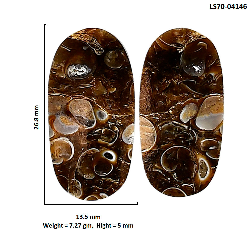Turtella Jasper Pair 13.5x26.8x5 mm Oval Shape Polished Gemstone LS70-04146