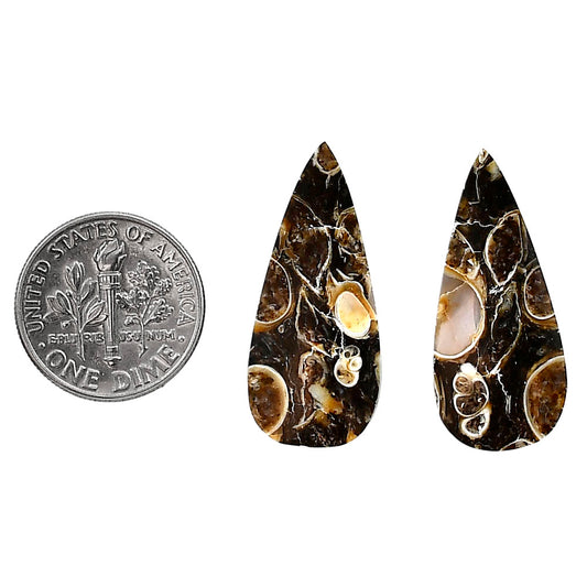 Turtella Jasper Pair 12.7x28.5x4 mm Pear Shape Polished Gemstone LS70-04148