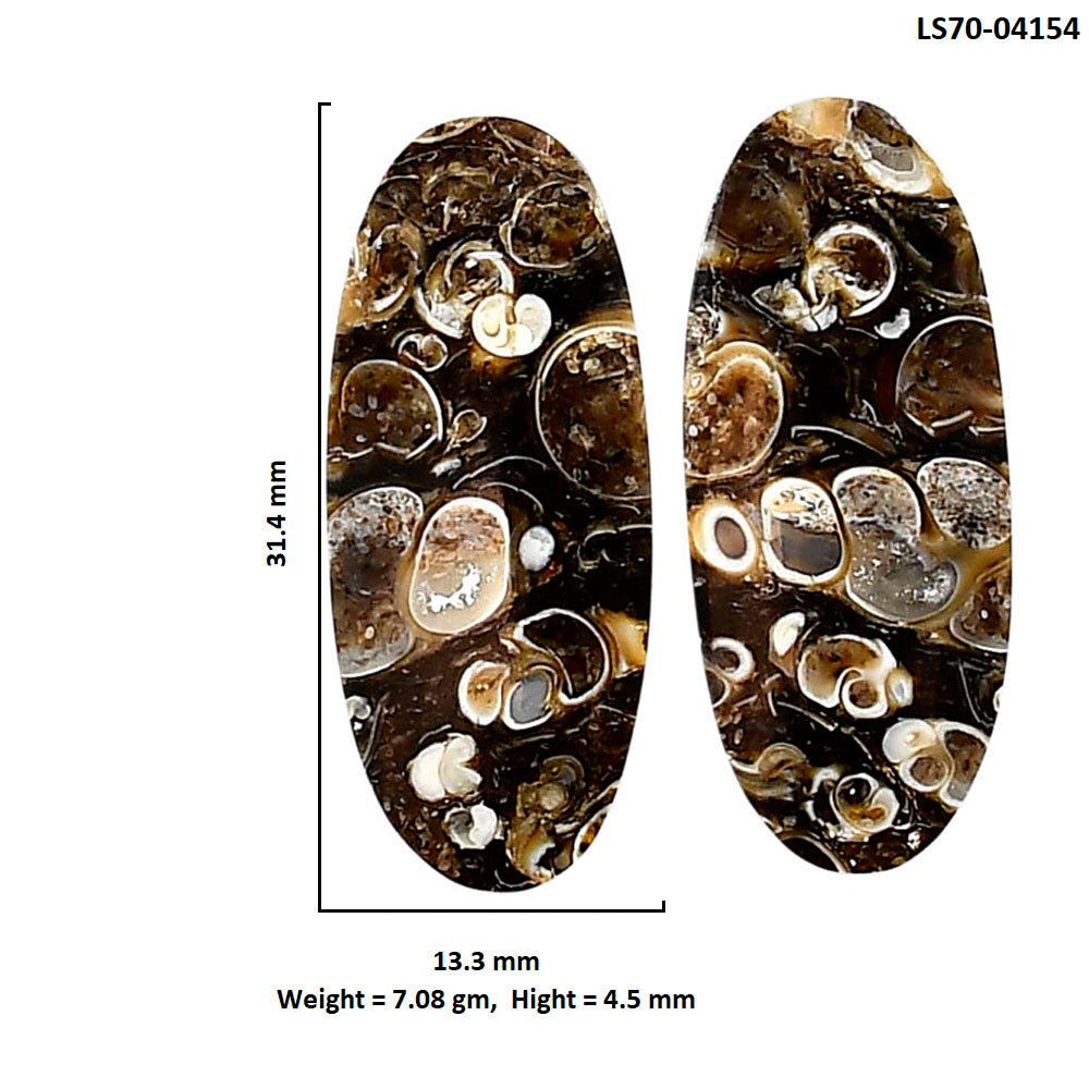 Turtella Jasper Pair 13.3x31.4x4.5 mm Oval Shape Polished Gemstone LS70-04154