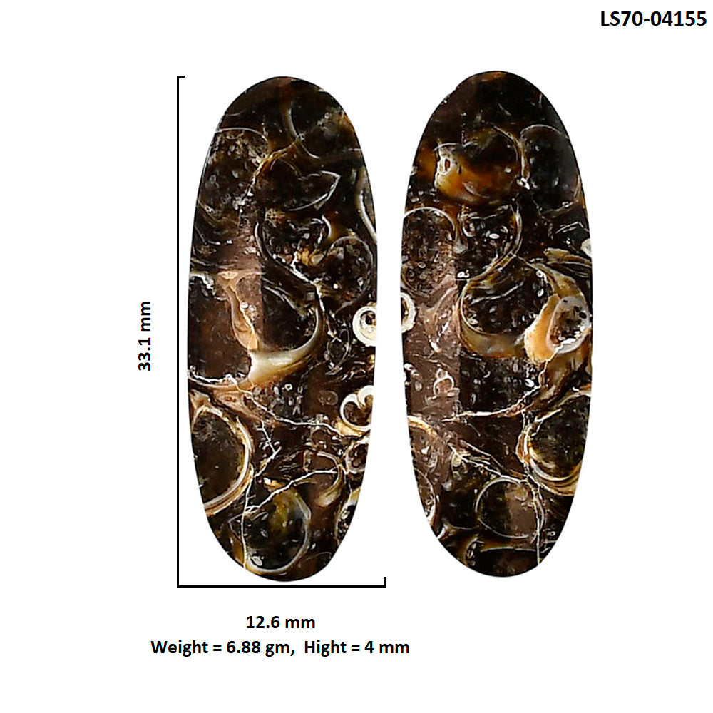 Turtella Jasper Pair 12.6x33.1x4 mm Oval Shape Polished Gemstone LS70-04155