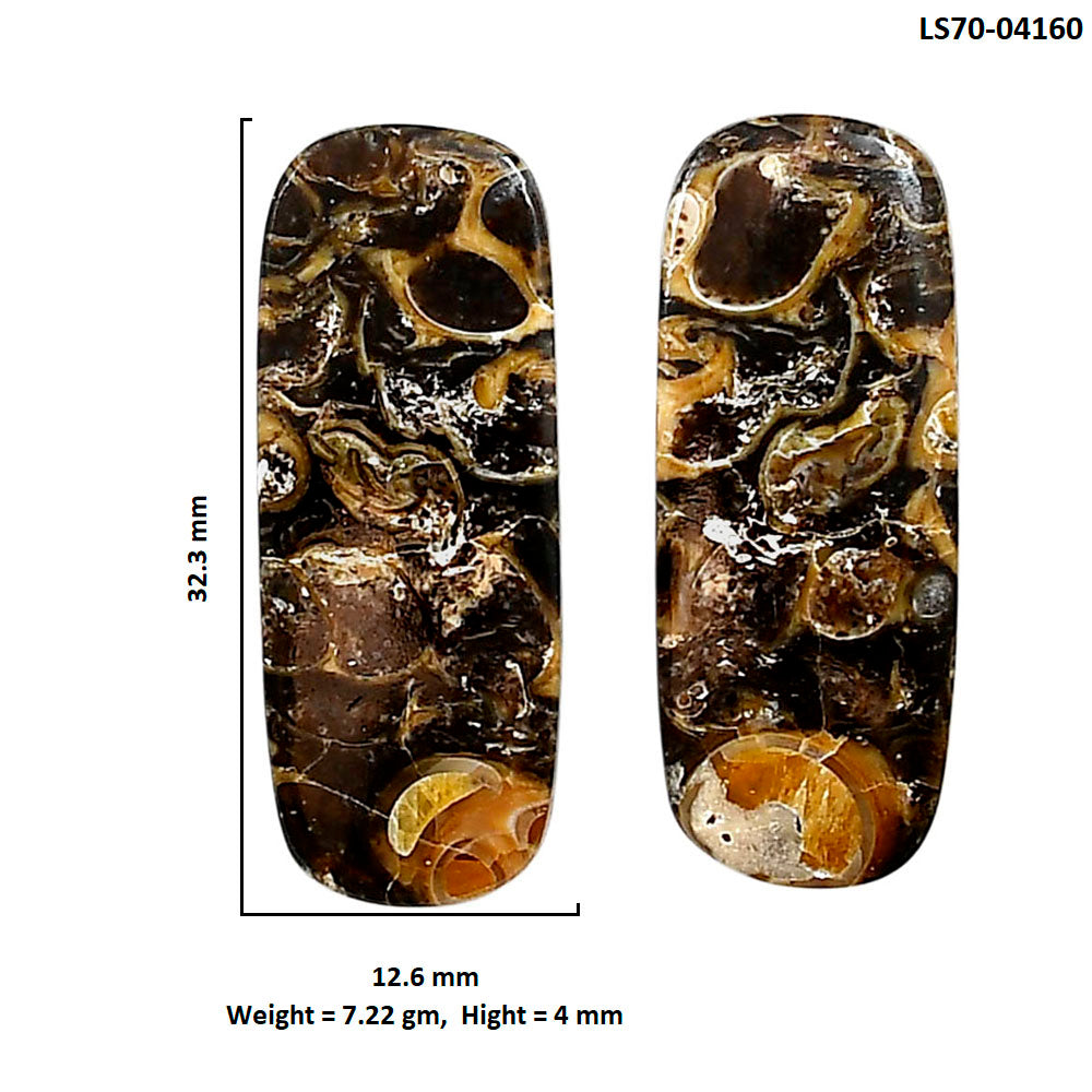 Turtella Jasper Pair 12.6x32.3x4 mm Oval Shape Polished Gemstone LS70-04160