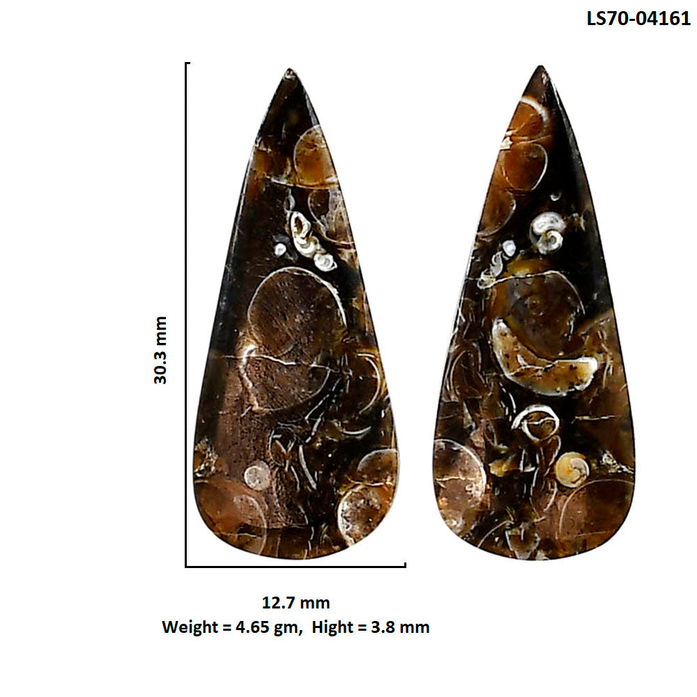 Turtella Jasper Pair 12.7x30.3x3.8 mm Pear Shape Polished Gemstone LS70-04161