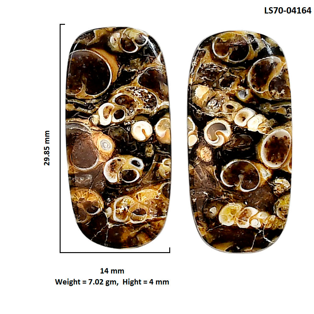 Turtella Jasper Pair 14x29.85x4 mm Cushion Shape Polished Gemstone LS70-04164