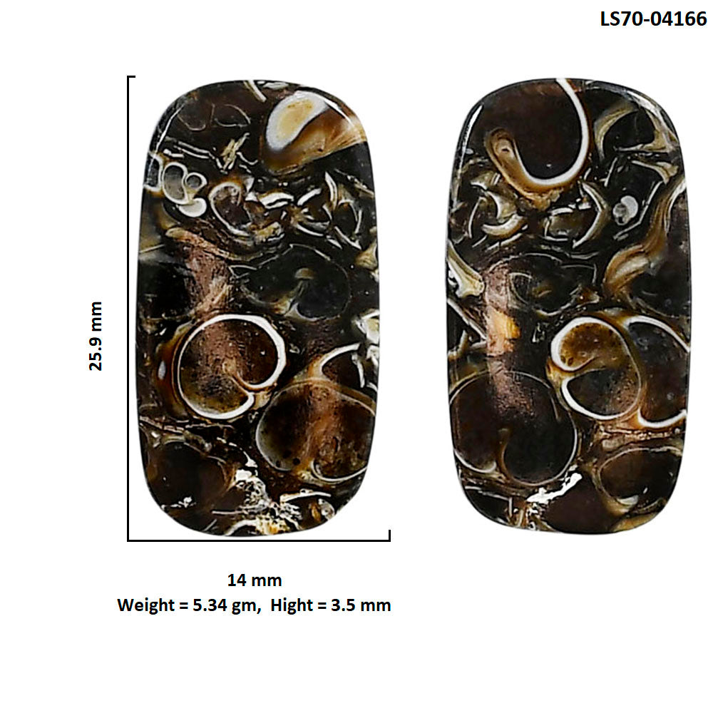 Turtella Jasper Pair 14x25.9x3.5 mm Cushion Shape Polished Gemstone LS70-04166