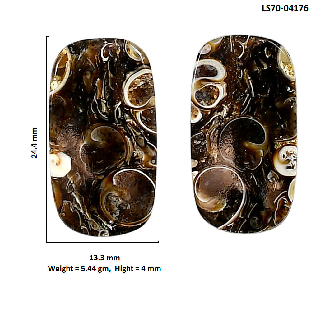 Turtella Jasper Pair 13.3x24.4x4 mm Cushion Shape Polished Gemstone LS70-04176