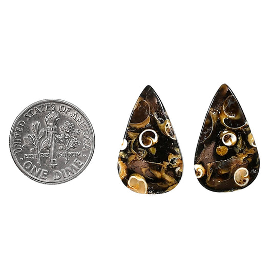 Turtella Jasper Pair 14x22.5x3.8 mm Pear Shape Polished Gemstone LS70-04187