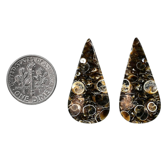 Turtella Jasper Pair 15x30.3x4.3 mm Pear Shape Polished Gemstone LS70-04188