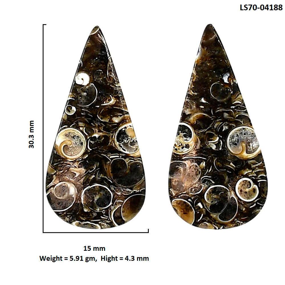 Turtella Jasper Pair 15x30.3x4.3 mm Pear Shape Polished Gemstone LS70-04188