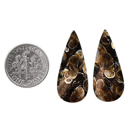 Turtella Jasper Pair 12.7x29x3 mm Pear Shape Polished Gemstone LS70-04191