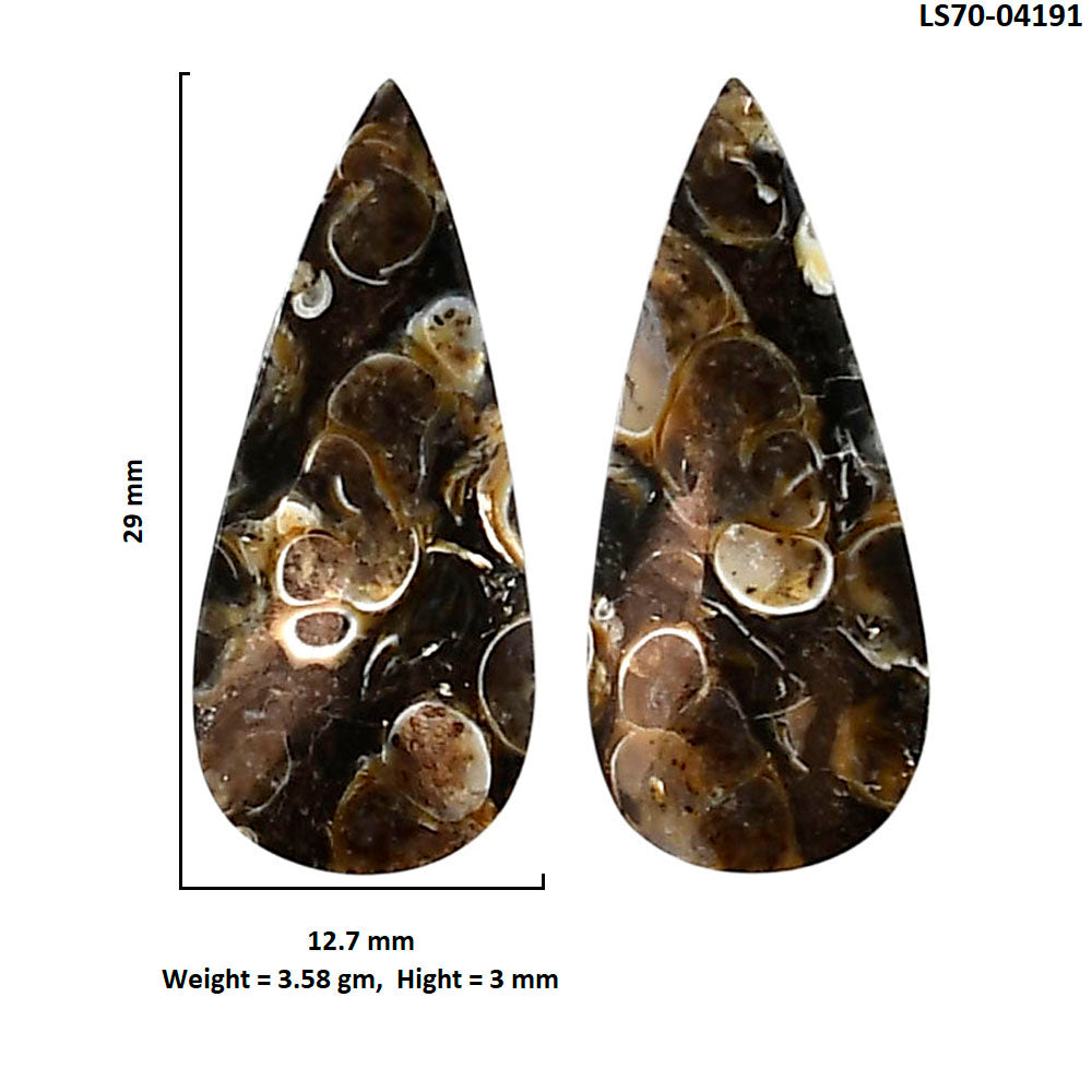 Turtella Jasper Pair 12.7x29x3 mm Pear Shape Polished Gemstone LS70-04191