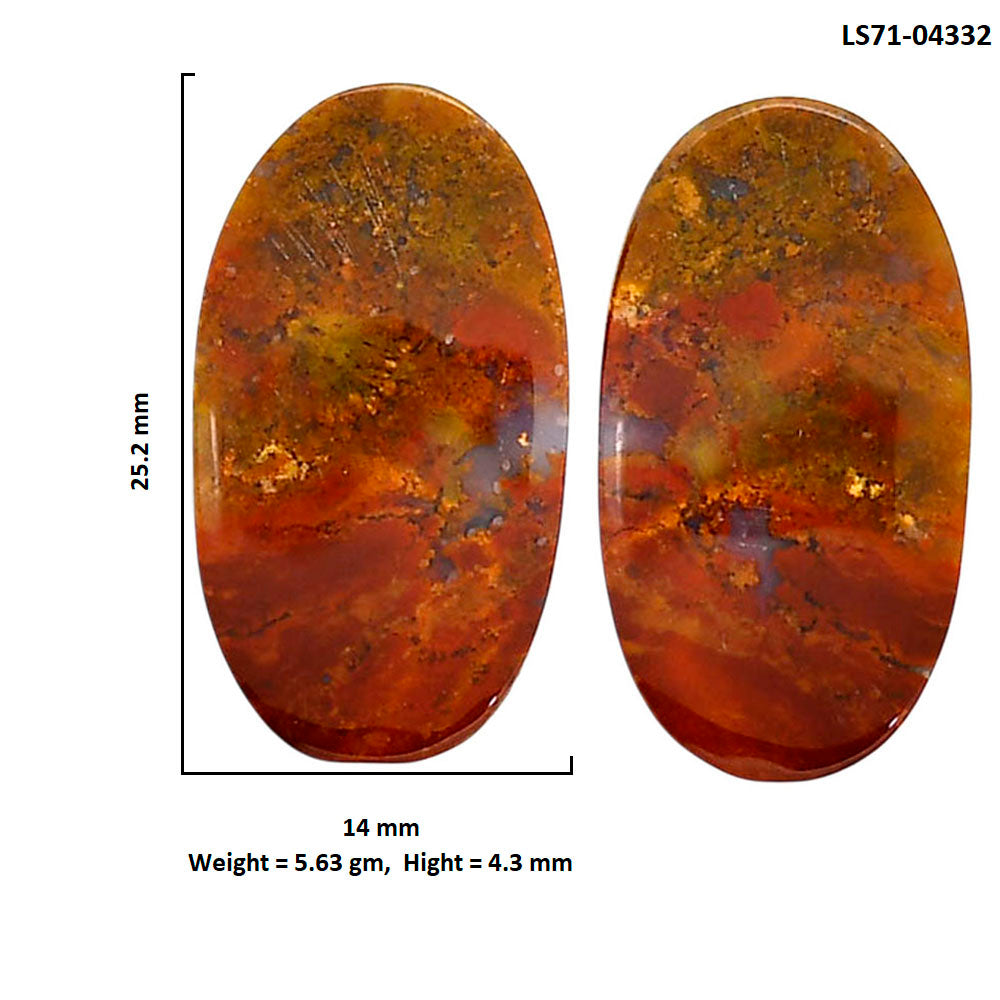 Rare Cady Mountain Agate Pair 14x25.2x4.3 mm Oval Shape Polished Gemstone LS71-04332