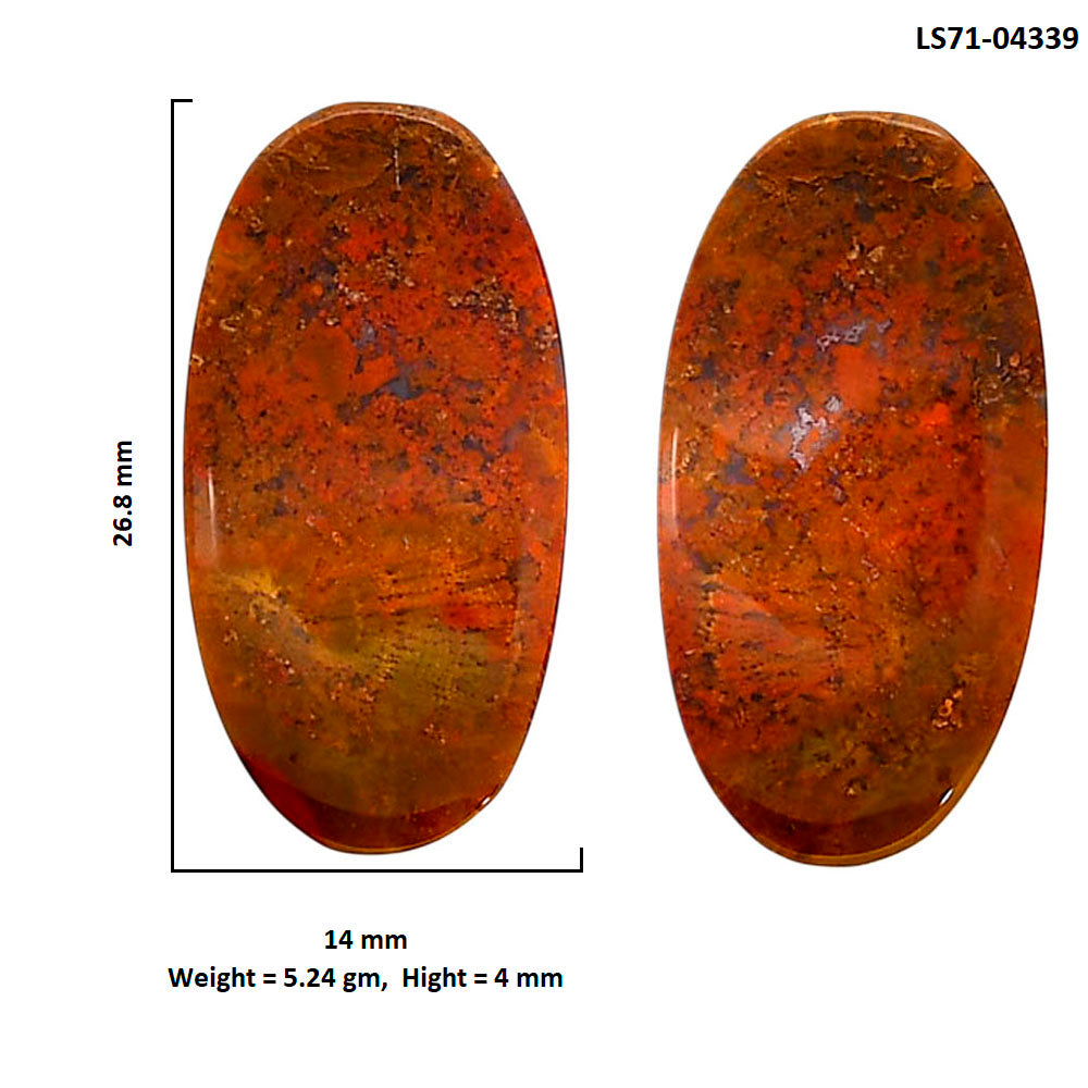 Rare Cady Mountain Agate Pair 14x26.8x4 mm Oval Shape Polished Gemstone LS71-04339