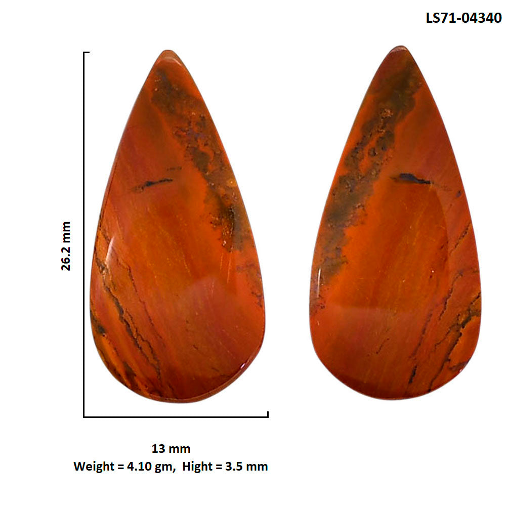 Rare Cady Mountain Agate Pair 13x26.2x3.5 mm Pear Shape Polished Gemstone LS71-04340