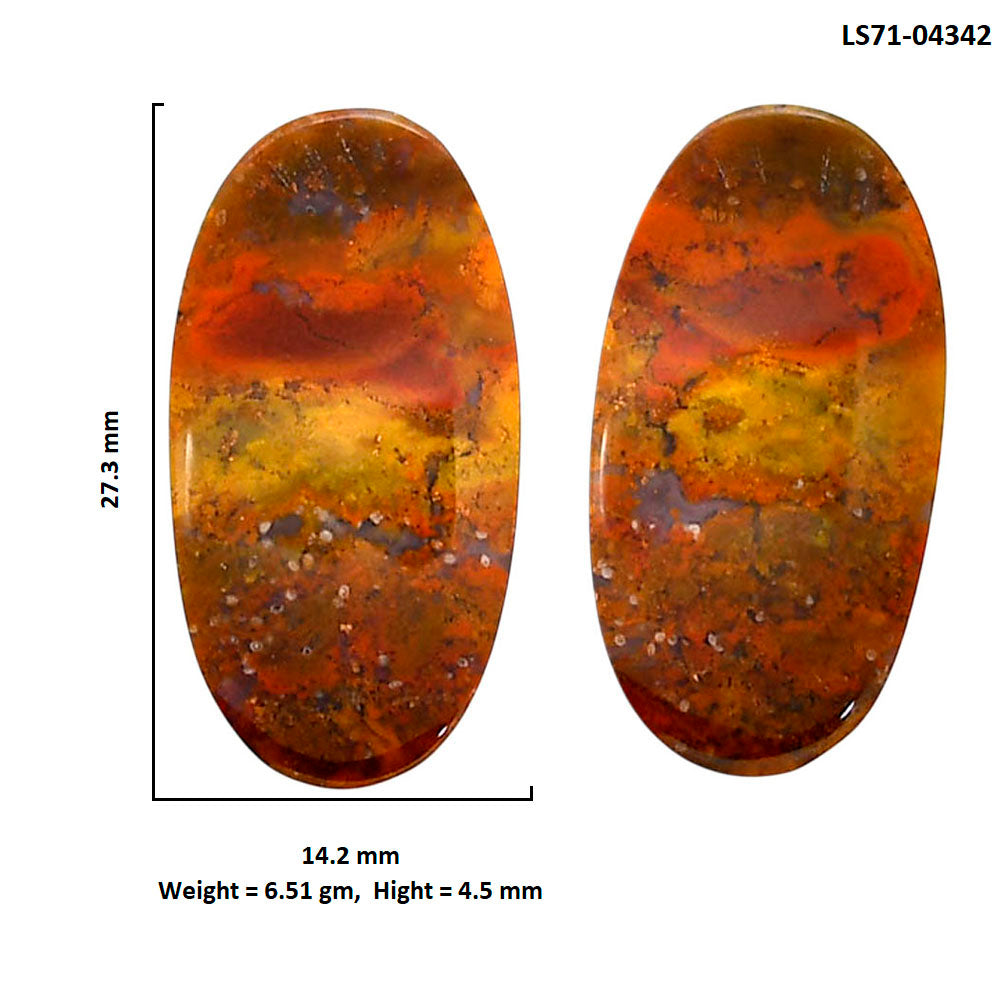 Rare Cady Mountain Agate Pair 14.2x27.3x4.5 mm Oval Shape Polished Gemstone LS71-04342