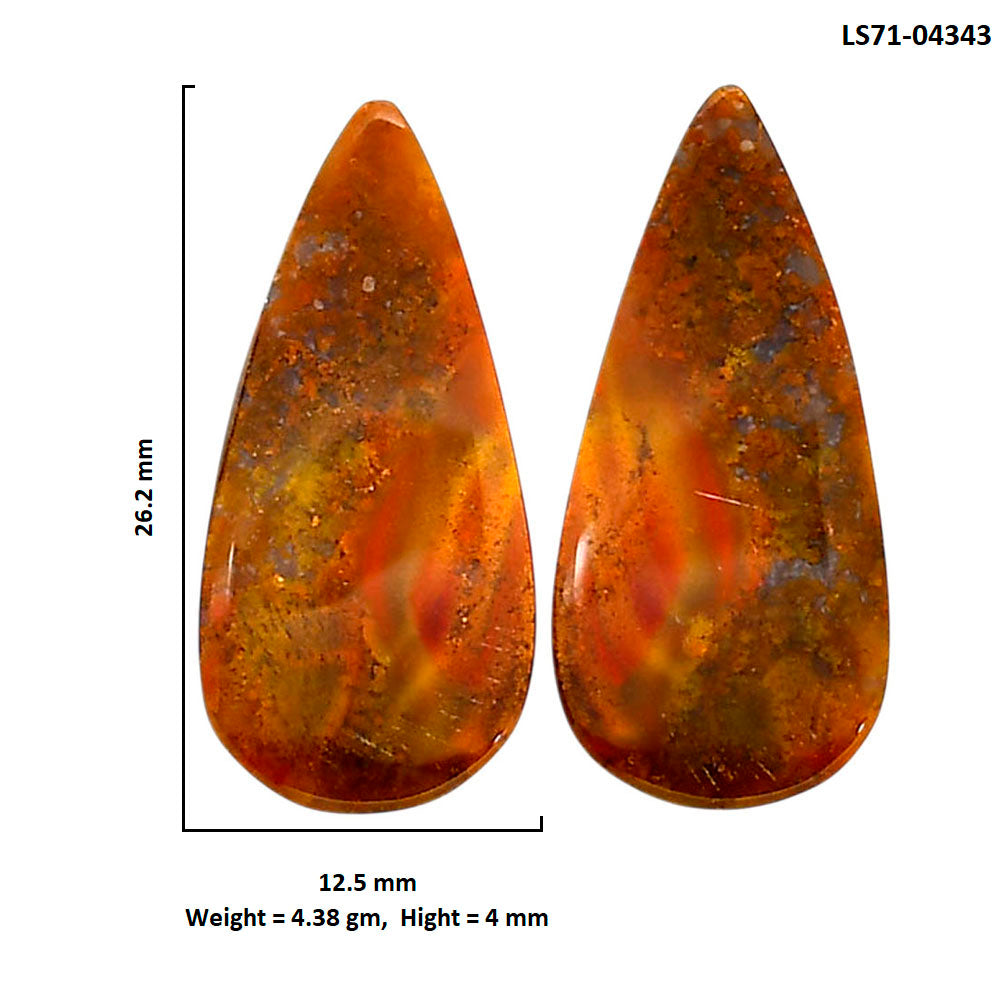 Rare Cady Mountain Agate Pair 12.5x26.2x4 mm Pear Shape Polished Gemstone LS71-04343