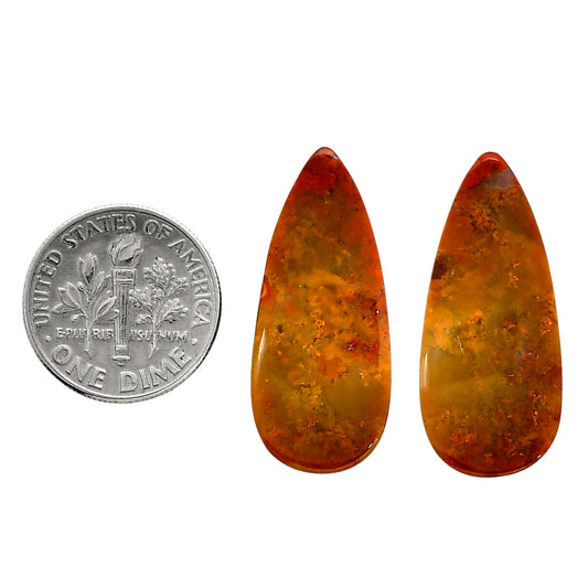 Rare Cady Mountain Agate Pair 12.8x29.2x4.3 mm Pear Shape Polished Gemstone LS71-04344