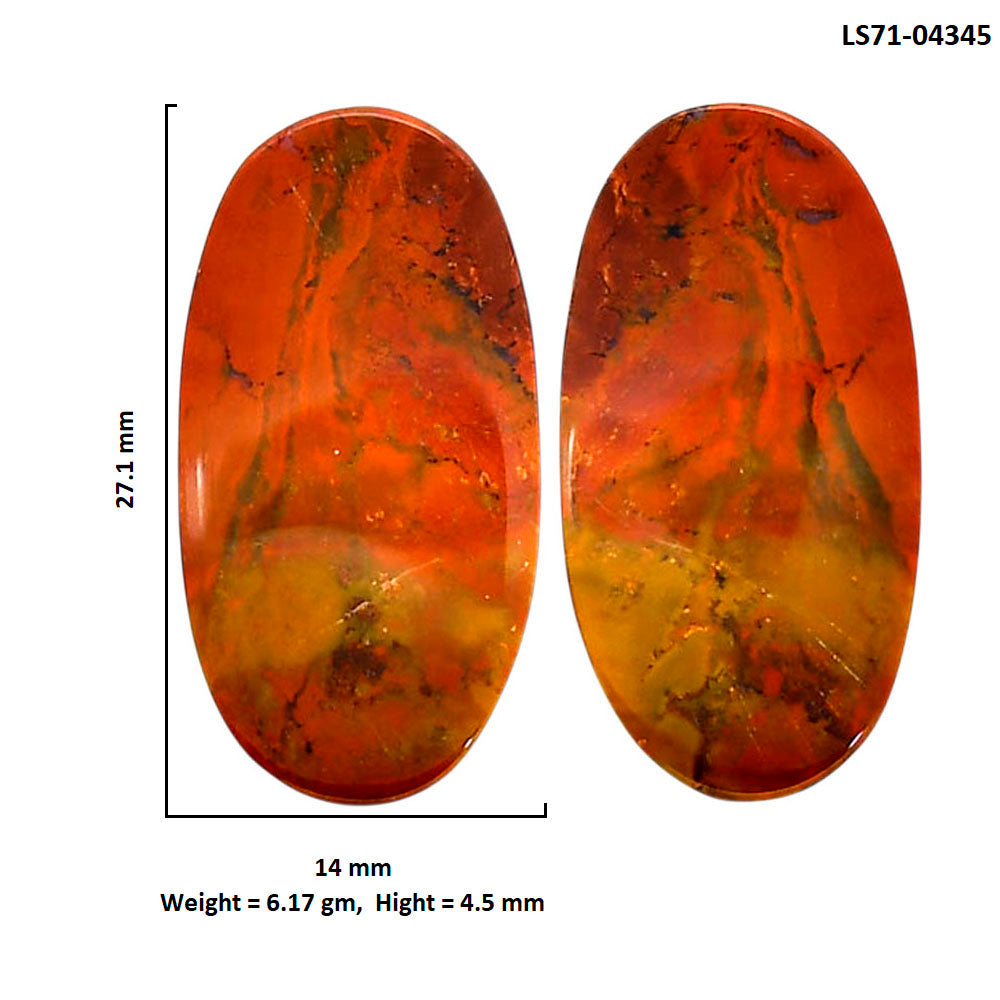 Rare Cady Mountain Agate Pair 14x27.1x4.5 mm Oval Shape Polished Gemstone LS71-04345