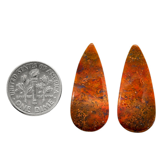 Rare Cady Mountain Agate Pair 12.5x28.5x4 mm Pear Shape Polished Gemstone LS71-04348
